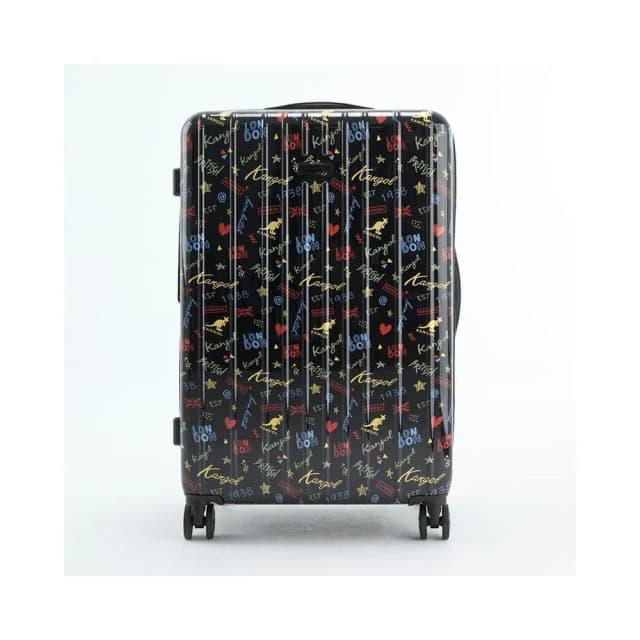 【KANGOL】英國袋鼠 塗鴉滿版防盜拉鍊行李箱(多尺寸任選)