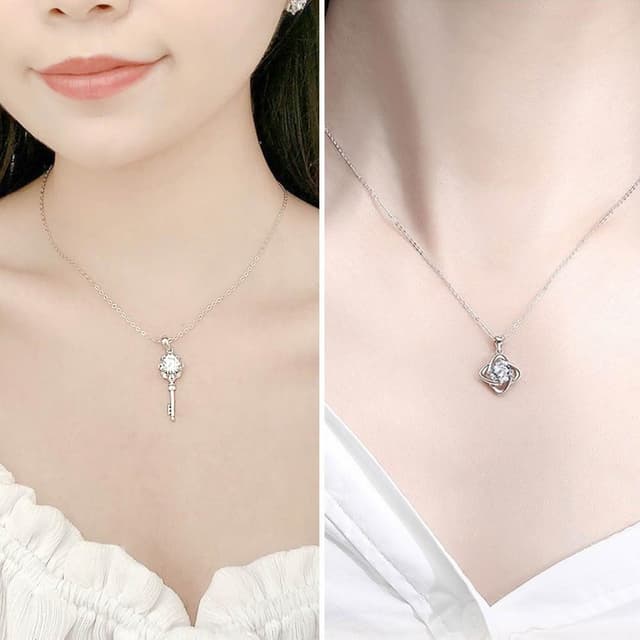 【MoonDy】50分-5克拉莫桑鑽項鍊(多款任選) 女生項鍊 莫桑鑽 項鍊 純銀項鍊 百搭吊墜 小眾珠寶 伴娘禮物 不易過敏 生日禮物