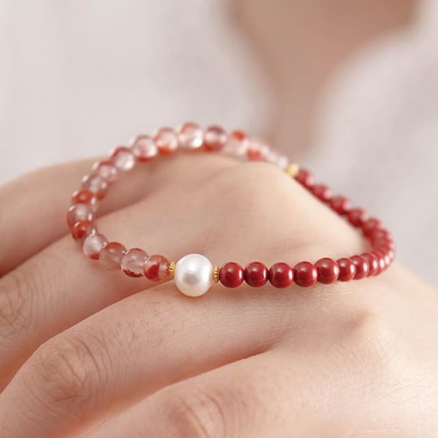 【my stere 我的時尚秘境】天然帝王砂淡水珍珠手鍊 天然水晶手串 招財開運飾品 水晶串珠