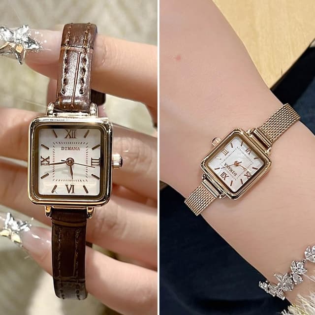 【LEEHER】小錶盤手錶/手錶/氣質腕錶/腕錶/小方錶/穿搭配件/女生手錶/皮帶手錶/方形手錶/網帶手錶/