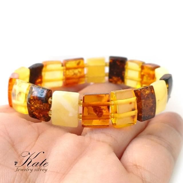 【KATE】銀飾 經典四色波羅的海天然琥珀手排 多寶琥珀 琥珀手環 蜜蠟手排 波羅的海琥珀 生日禮物 情人禮物