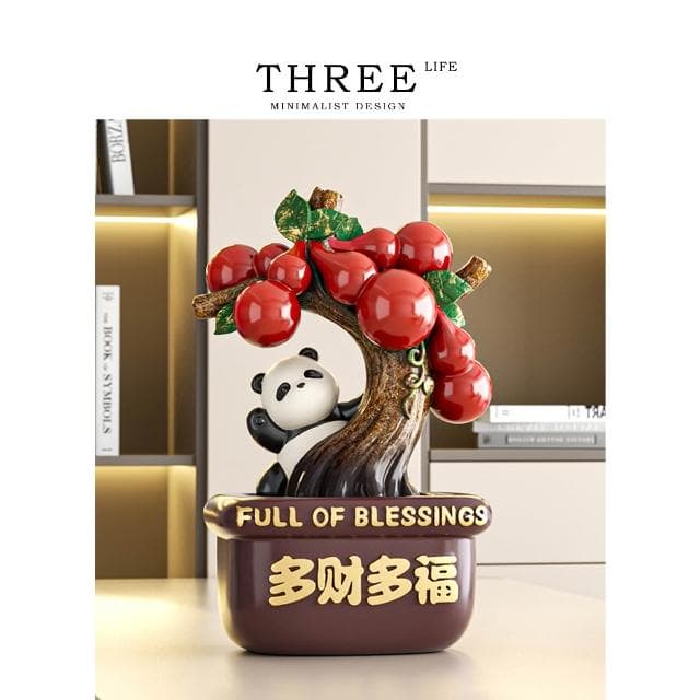 Tlife·Full·擺件熊貓柿柿如意入戶玄關桌面裝飾喬遷禮物 | 滿綴