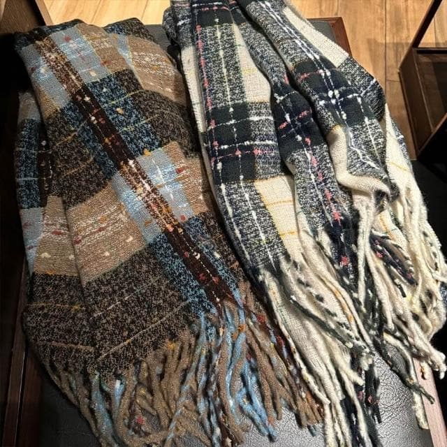 圍巾女滿目星河圍巾女冬季高級感百搭格子仿羊絨圍巾披肩加厚圍脖保暖披肩圍巾質感圍巾冷氣披肩空調百搭保暖圍脖防風圍脖韓版圍巾