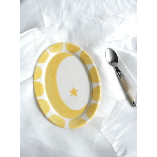 SAYone「月亮和星星」手繪釉下彩高溫陶瓷器皿餐具盤禮物喬遷禮物