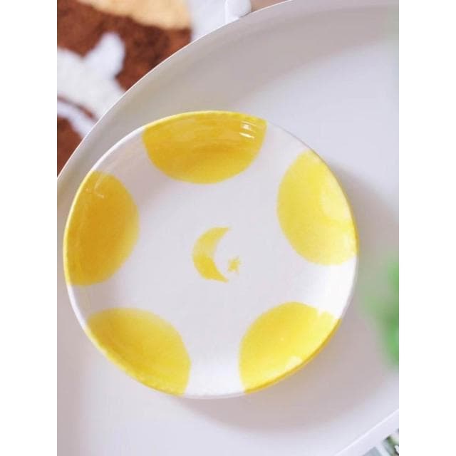 SAYone「月亮和星星」手繪釉下彩高溫陶瓷器皿餐具盤禮物喬遷禮物