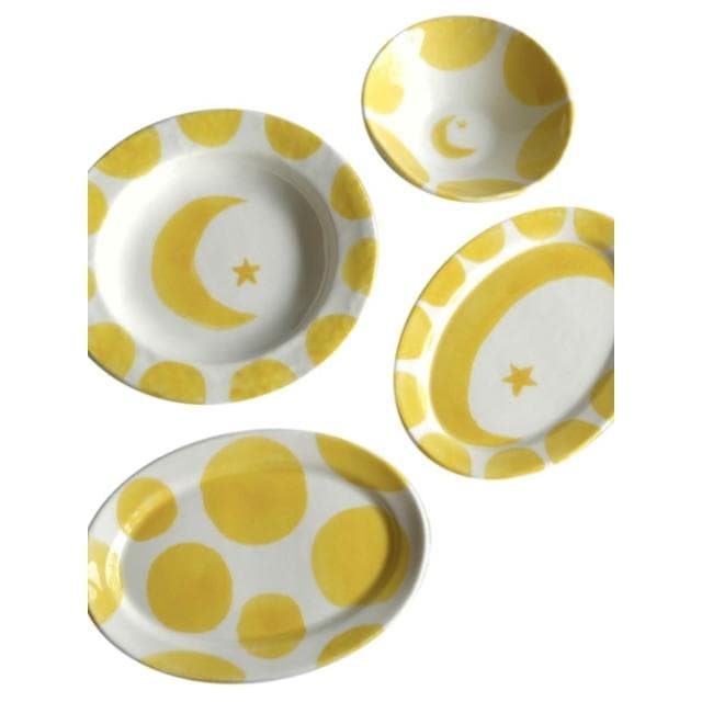 SAYone「月亮和星星」手繪釉下彩高溫陶瓷器皿餐具盤禮物喬遷禮物