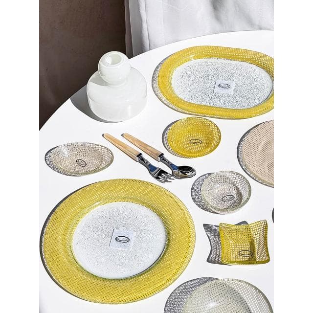 韓國橢圓盤晚餐盤耐熱玻璃多巴胺彩色餐具喬遷禮物結婚禮物