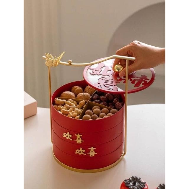 桌面擺臺多層果盤客廳茶幾幹果盤新年過年喜慶訂婚結婚禮喬遷之喜