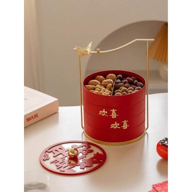 桌面擺臺多層果盤客廳茶幾幹果盤新年過年喜慶訂婚結婚禮喬遷之喜