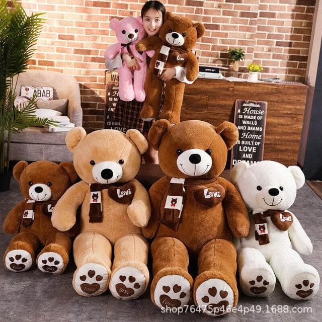 可愛領結抱心熊毛絨玩具熊熊公仔睡覺抱枕布娃娃生日禮物送男女生