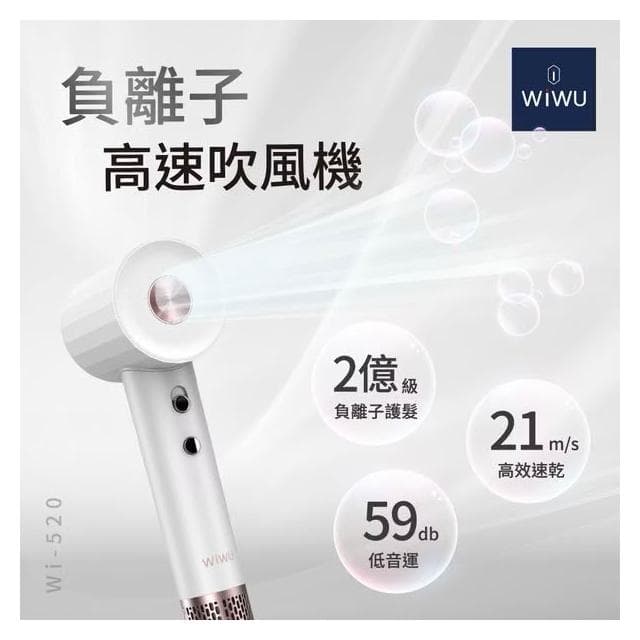 【WiWU】WEiZ 官方旗艦店 負離子高速吹風機 WI-520 4檔風溫 2檔風速 智能溫控 質感吹風機 三色 