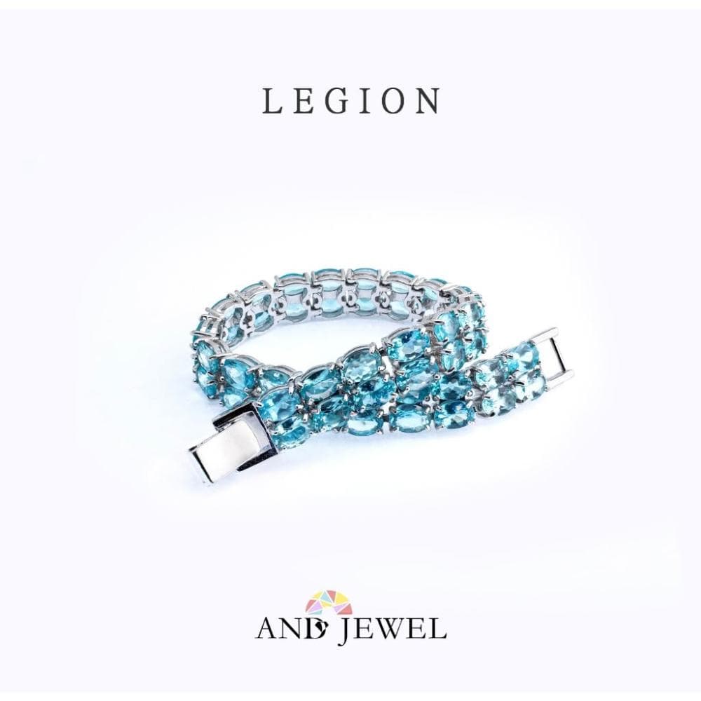 [安珠] 磷灰石 藍色 橢圓 4*6mm 手鍊 和諧系列 Legion 天然寶石 珠寶銀飾 安的珠寶