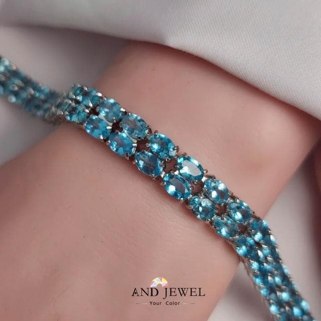 [安珠] 磷灰石 藍色 橢圓 4*6mm 手鍊 和諧系列 Legion 天然寶石 珠寶銀飾 安的珠寶