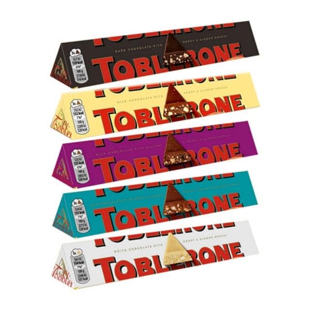 【TOBLERONE】TOBLERONE瑞士三角巧克力系列黑巧克力牛奶葡萄堅果鹹杏仁蜂蜜杏仁100G條