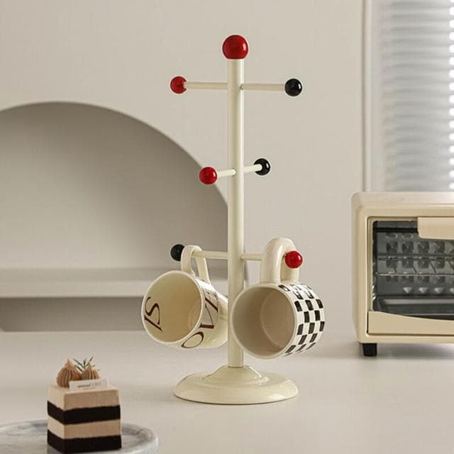 免運 免稅 奶油風高級感陶瓷杯架家用裝飾好物撞色酒杯架客廳收納架子喬遷禮