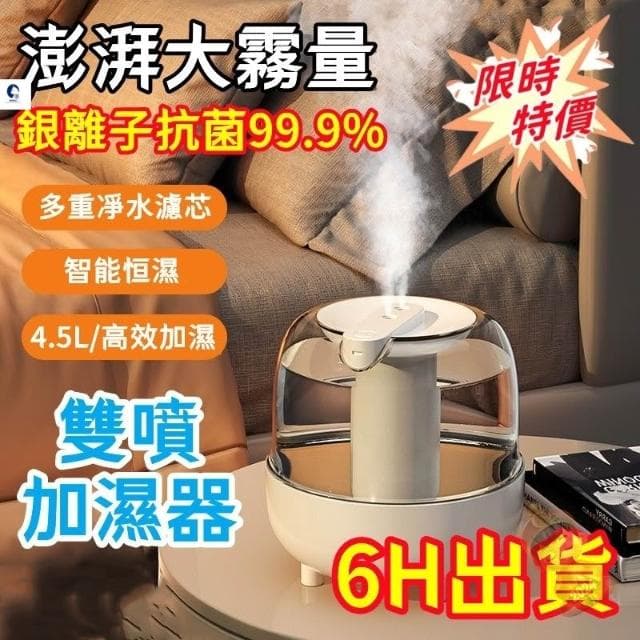 🚀澎湃大霧量 雙噴水氧機 大容量水氧機 芳香噴霧機 家用薰香機 夜燈加濕器 抗菌99.99% 香氛噴霧 擴香機