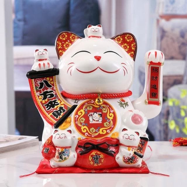 招財貓 電動搖手陶瓷招財貓 附墊子 開業禮品 開幕送禮 開店賀禮 家居喬遷開運 送禮佳品 創意擺件