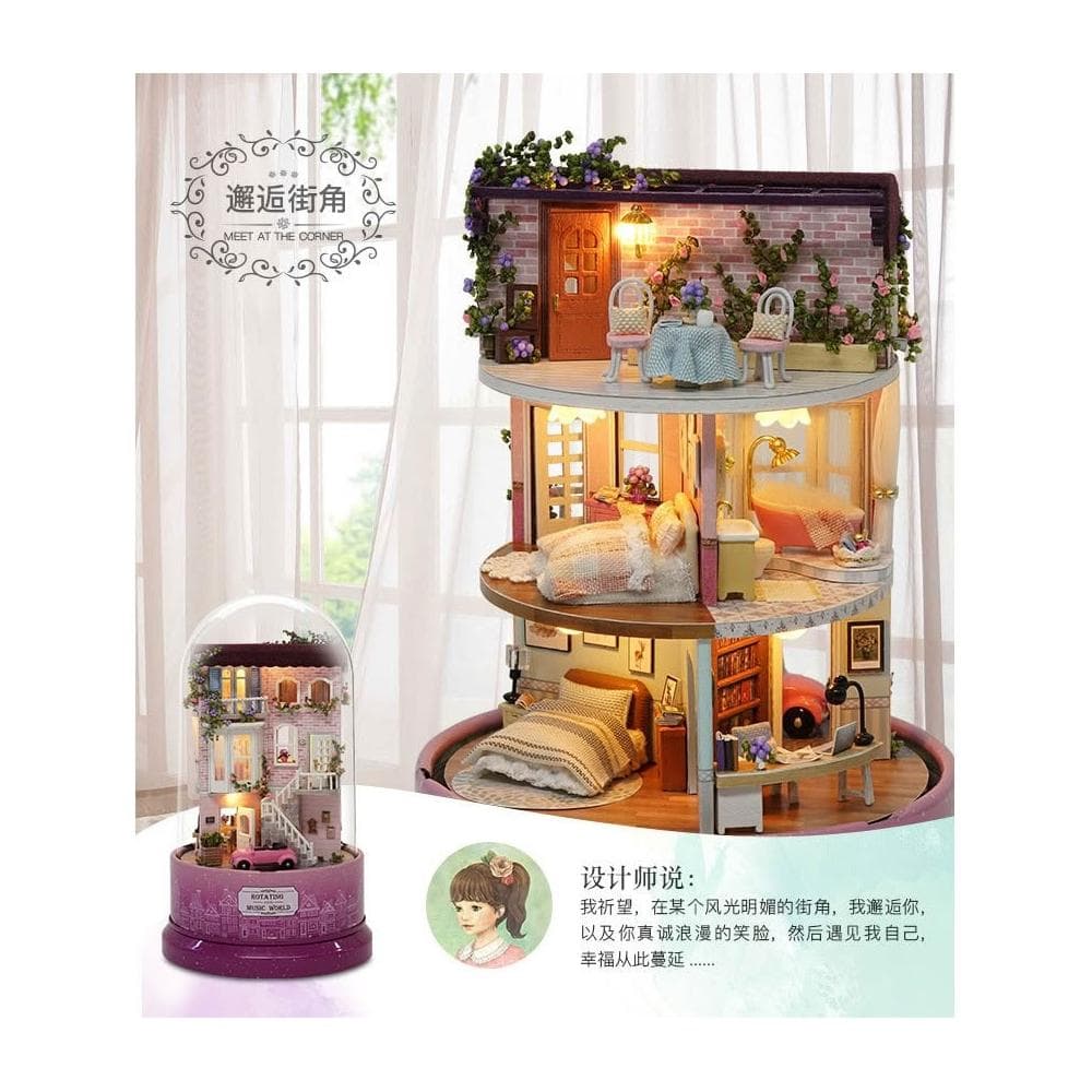 大旺小舖:DIY小屋音樂盒 旋轉音樂世界 邂逅街角袖珍屋娃娃屋材料包 生日結婚母親節情人節聖誕交換禮物 實體店面