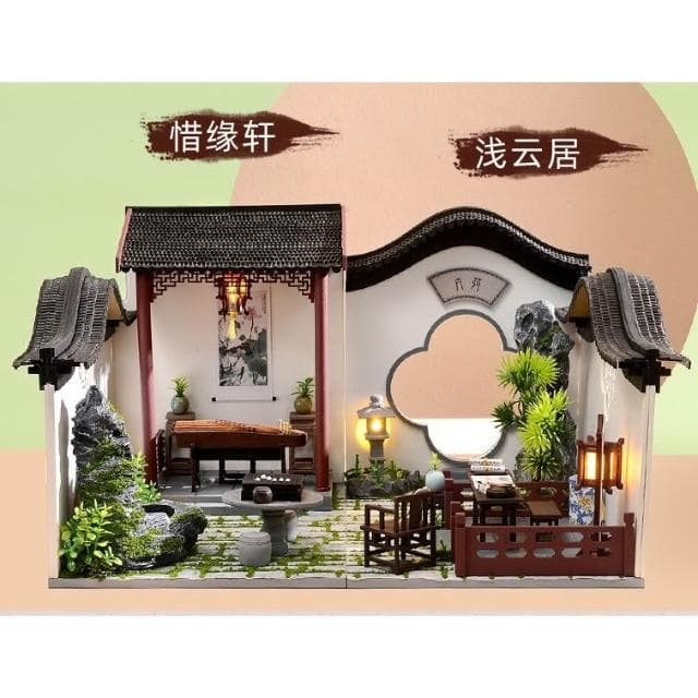 大旺小舖: diy袖珍娃娃屋材料包中式庭院淺雲居 加 惜緣軒 兩款合賣 生日結婚聖誕情人節禮物 台北車站實體店面