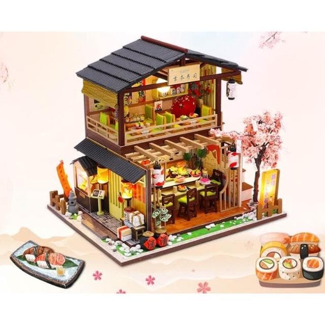 大旺小舖:DIY小屋 吉本壽司店 袖珍屋娃娃屋材料包 現貨在台北當天寄 賣場上百款小屋 生日結婚母親節情人節聖誕交換禮物
