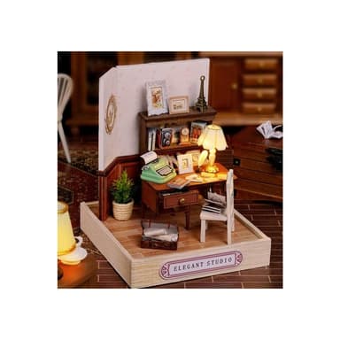 大旺小舖:DIY小屋幸福一閣系列雅致工作室 1/32 袖珍屋娃娃屋材料包 生日結婚母親節情人節聖誕交換禮物 實體店面