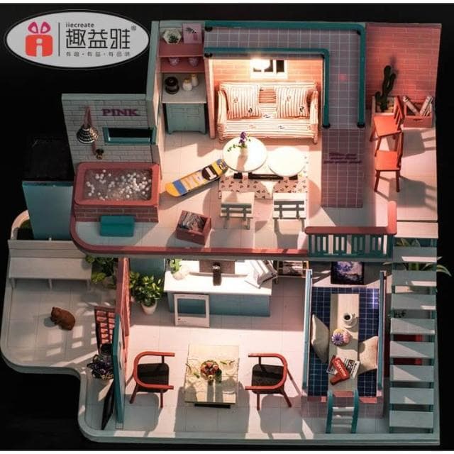 大旺小舖: 熱門新款diy袖珍娃娃屋材料包小屋粉系咖啡館 現代時尚風 台北車站實體店面 生日結婚母親節情人節聖誕交換禮物