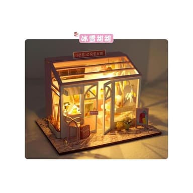 大旺小舖: diy袖珍娃娃屋材料包小屋圓夢店鋪系列 冰雪甜甜甜品店 生日結婚母親節情人節聖誕交換禮物 實體店面