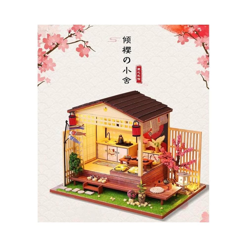 大旺小舖:DIY小屋傾櫻小舍 日式風  袖珍屋娃娃屋材料包 生日結婚母親節情人節聖誕交換禮物 實體店面