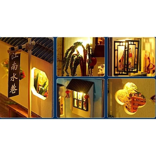 大旺小舖: 新款diy袖珍娃娃屋材料包小屋江南水巷  書本造型小屋 生日結婚母親節情人節聖誕交換禮物 實體店面