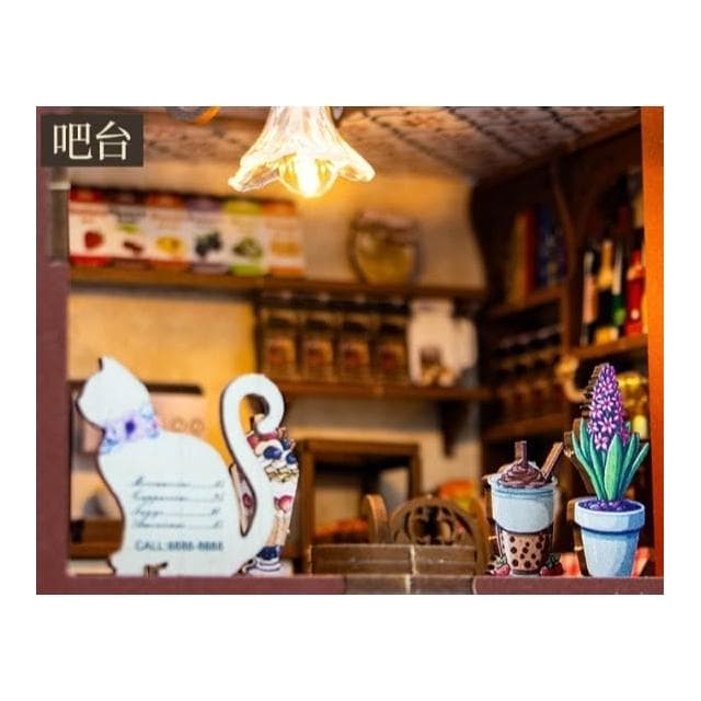 大旺小舖:書立DIY小屋咖啡館猫咖 袖珍屋娃娃屋材料包 生日結婚母親節情人節聖誕交換禮物 實體店面