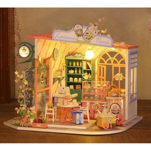 大旺小舖:DIY小屋茶語時光 袖珍屋娃娃屋材料包 生日結婚母親節情人節聖誕交換禮物 實體店面