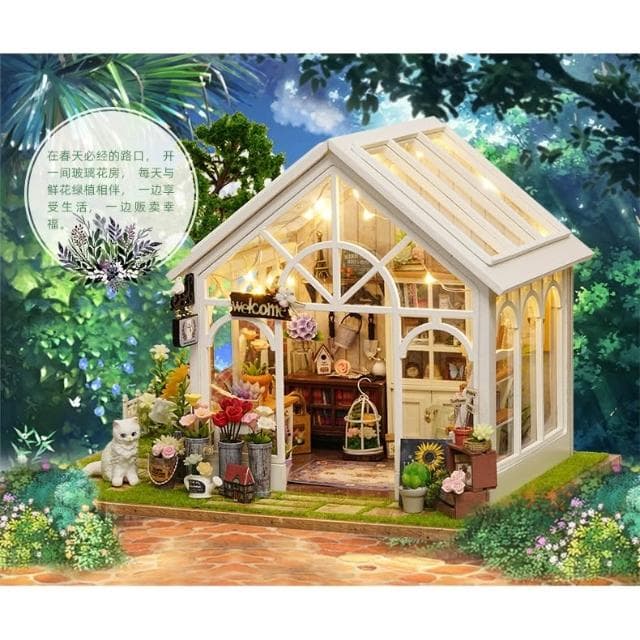 大旺小舖:台北現貨DIY小屋陽光花房 袖珍屋娃娃屋材料包 生日結婚母親節情人節聖誕交換禮物 實體店面