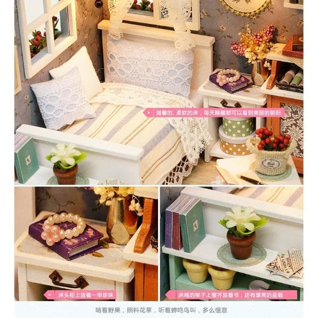 大旺小舖:DIY小屋森藍時光  袖珍屋娃娃屋材料包 生日結婚母親節情人節聖誕交換禮物 實體店面