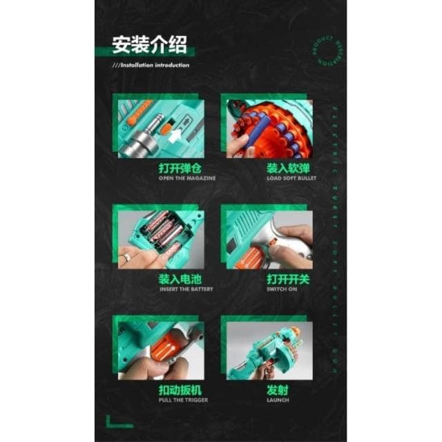 現貨台灣兒童電動軟彈槍電動連發 超大彈夾 附40發軟彈 無需上膛 露營遊戲 安撫益智 手眼協調 親子互動生日禮物