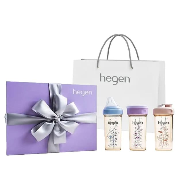【hegen】PCTO 紫綻花漾禮盒 - 含原廠提袋( 小金奶瓶滿月禮推薦)