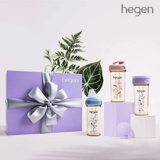 【hegen】PCTO 紫綻花漾禮盒 - 含原廠提袋( 小金奶瓶滿月禮推薦)