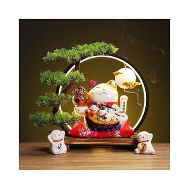 新品傢居搖手招財貓 倒流香 香爐 陶瓷 招財擺飾 風水擺件 客廳 玄關 公司 店鋪 開幕送禮