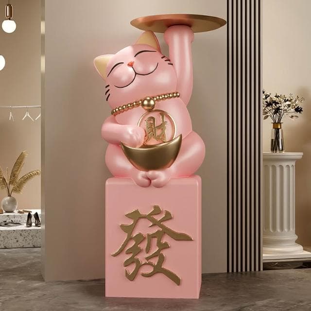 招財貓開業禮物大型落地髮財擺件工藝品客廳高端大氣喬遷新居禮品 招財貓擺件 招財貓玄關櫃 招財貓茶几 茶邊幾