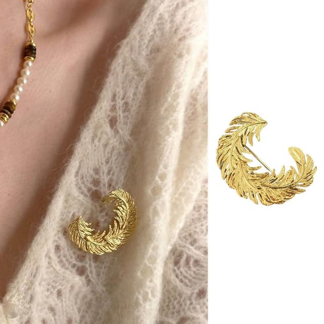 【EMMA SUE】小香胸針 金屬胸針 高級感 造型別針 小禮物 金色胸針 胸針 別針 羽毛胸針 生日禮物 謝師禮物 毛衣胸針 飾品 