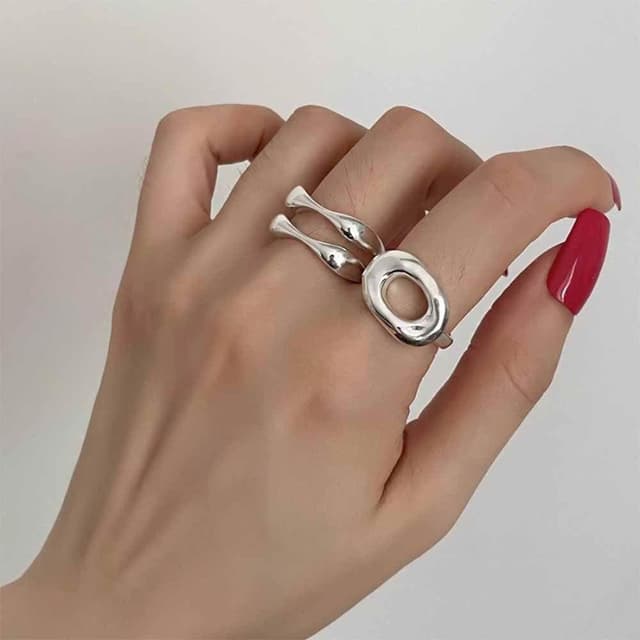 【EMMA SUE】橢圓戒指 簡約 INS風 戒指 幾何形 金戒指 純銀戒指 小眾飾品 生日禮物 禮物 S925純銀 時尚 開口戒 