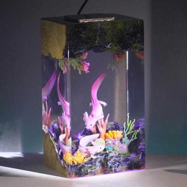 墨西哥蠑螈樹脂燈娃娃魚小夜燈獨特的樹脂禮品情人節禮物跨境專供