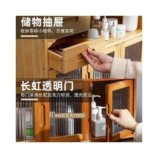 桌面餐边柜 桌面收纳盒 茶具展示柜 化妆品储物柜 水杯置物架 厨房置物柜 餐具收纳柜 多層置物架 桌面收納架