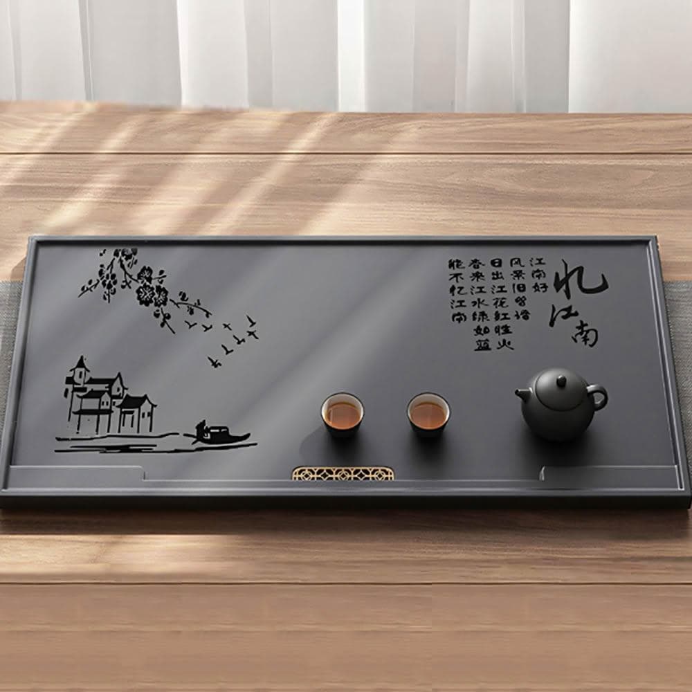 烏金石茶盤 功夫茶具 茶臺 辦公室茶盤 新中式茶臺 下排水式茶托盤