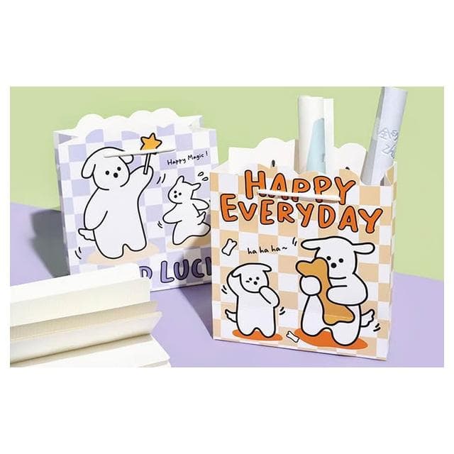 【德德小品集】沒煩惱的狗狗 韓系可愛造型小提袋 紙袋 包裝袋 少女心小禮物紙袋 小禮物袋 糖果紙袋 禮品袋 生日禮袋 線條狗