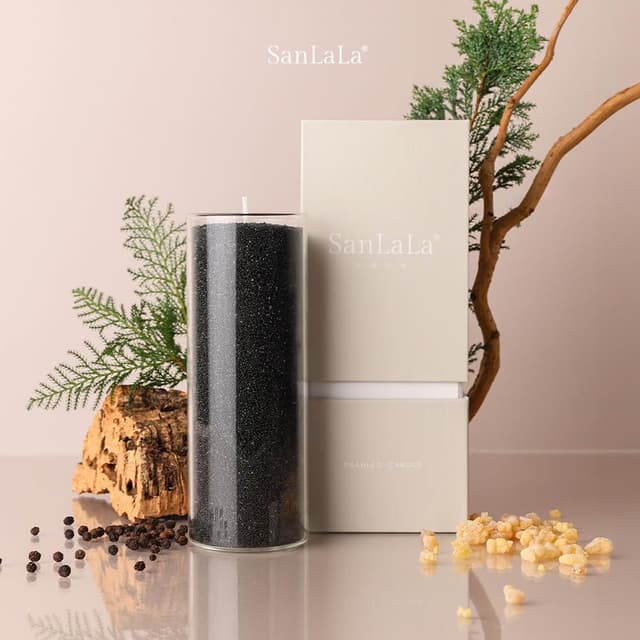 SanLaLa 珍珠沙蠟-香氛蠟燭 (黑/墨韻檀香)