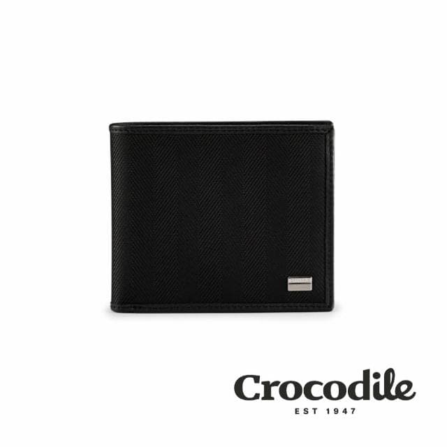 【Crocodile】鱷魚皮件 男生短夾 送禮推薦 10卡雙鈔 中翻子夾 Snapper布配皮系列 0103-10002