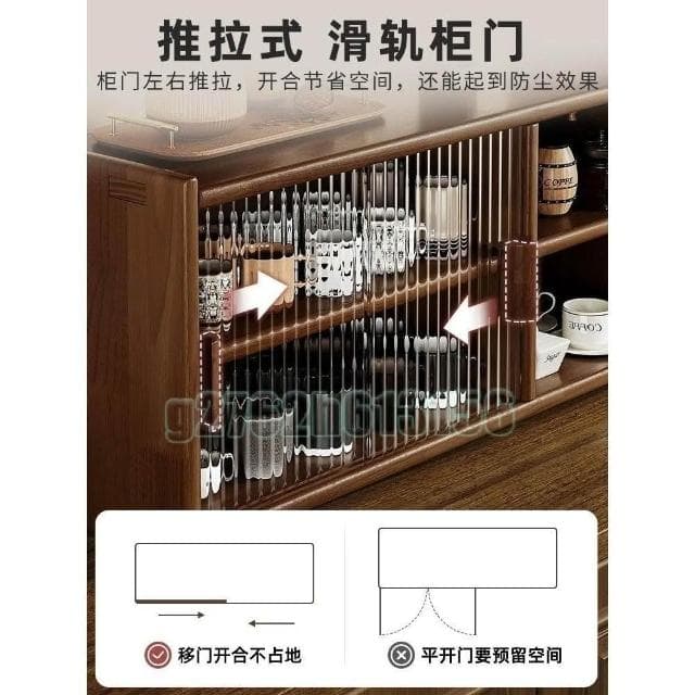 實木防塵杯架 長虹玻璃櫥櫃 茶具收納櫃 桌面儲物櫃 多功能餐邊櫃 雙層置物架 桌上收納架 水杯架 廚房置物架