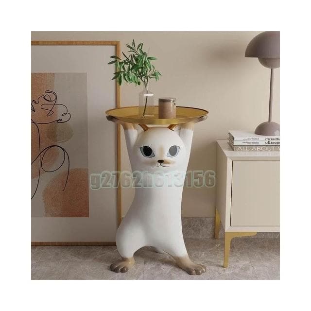 妖嬈貓茶几 迎賓茶几 樹脂 擺件 沙雕妖嬈貓茶几 招財貓落地 大型客廳電視櫃沙發旁落地托盤喬遷新婚禮物大擺件
