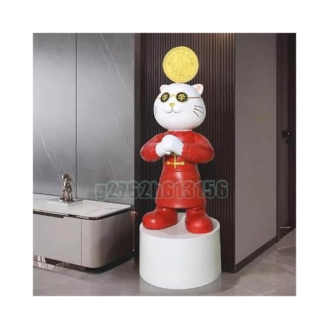 招財貓落地大擺件 創意吉祥物 迎賓擺件 開業喬遷禮物 店鋪吉祥物 客廳吉祥物 家居裝飾品 大型樹脂擺件 招財