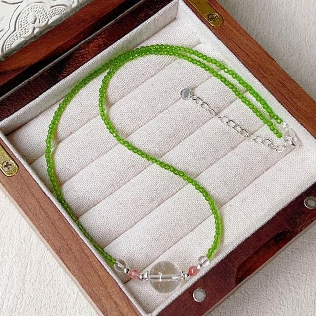 【Paiya 派亞】圓珠粉晶粉水晶白水晶碧玉 鎖骨鏈頸鏈項鏈 吊墜交換禮物/過年送禮